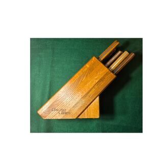 Vintage Chicago Cutlery knife wood block set with knives and steel